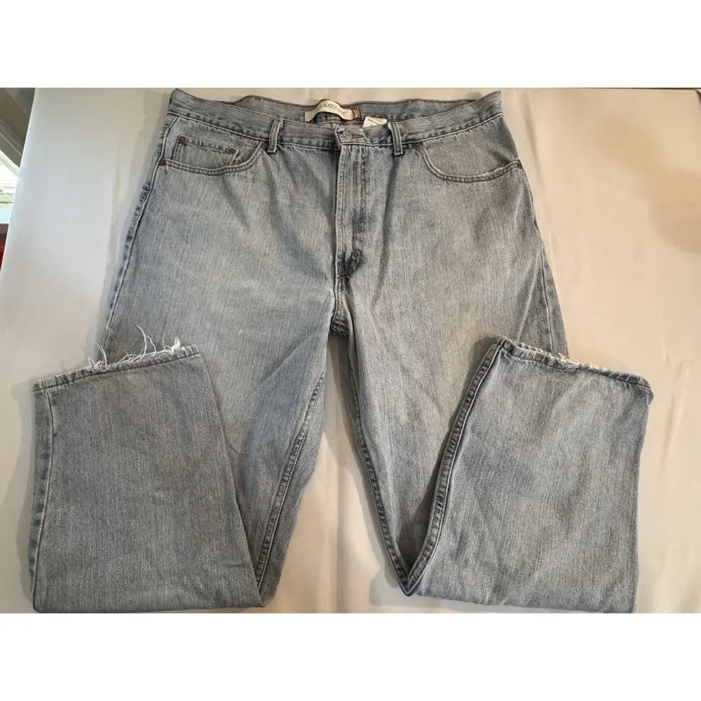 Levi's 550 Denim Jeans Relaxed Fit 42x30 Broken In No Patch Busted Hem Work LY23